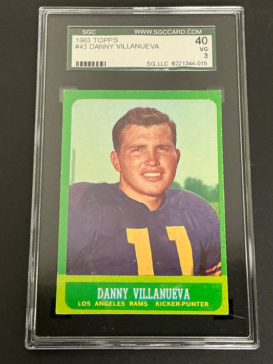 1963 Topps #43 Danny Villanueva Rams SGC 3 VG 015