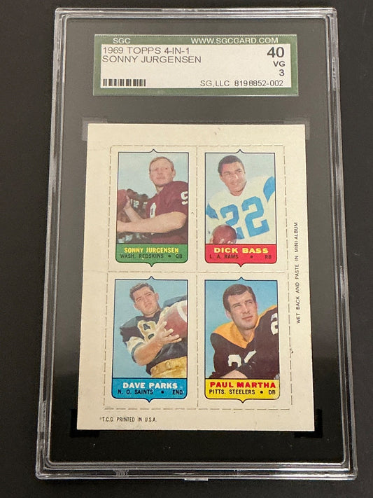 1969 Topps 4-in-1 Sonny Jurgensen SGC 3 VG 002