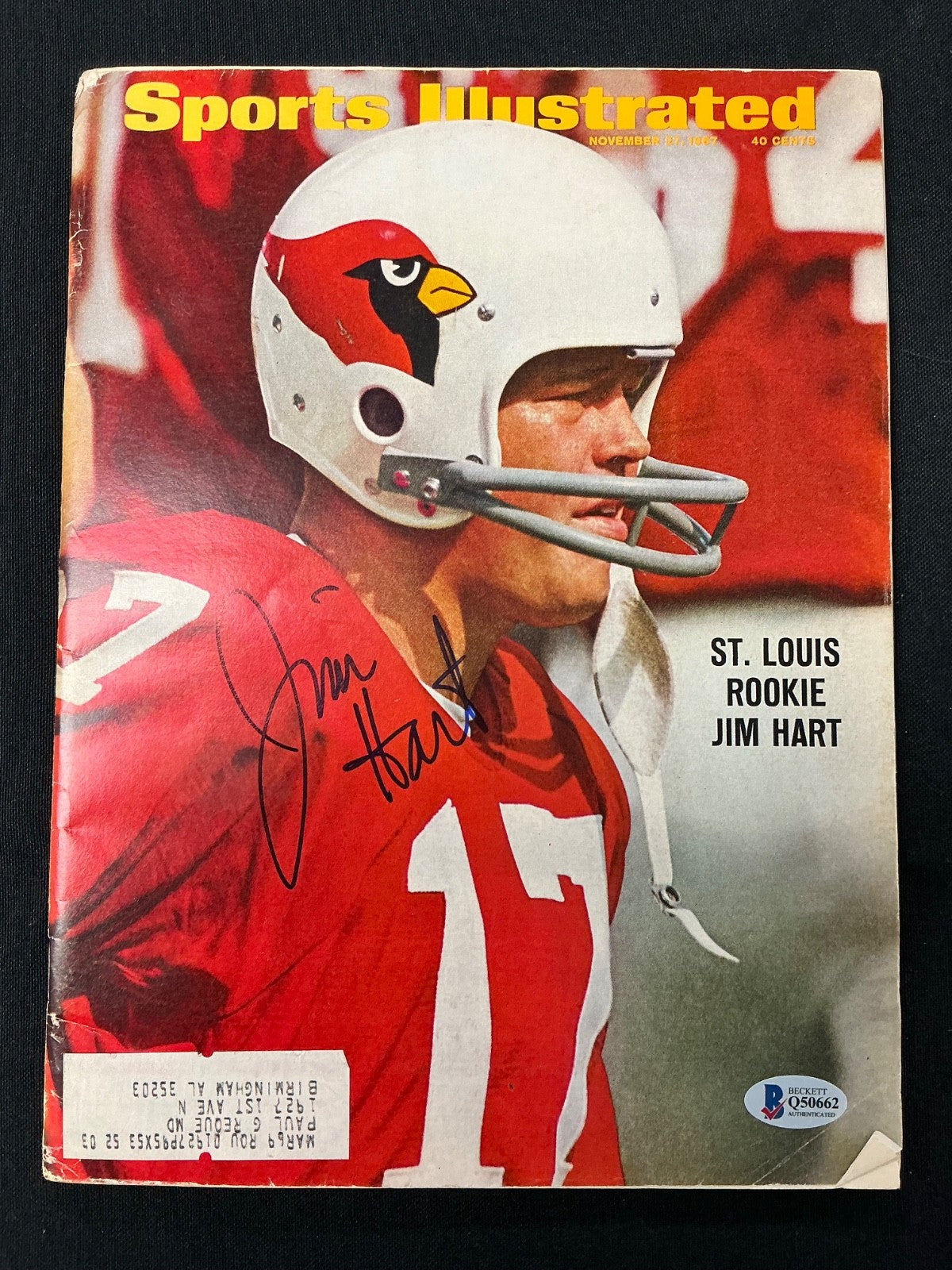 Jim Hart Cardinals Signed Auto 1967 Sports Illustrated Magazine BAS COA 662