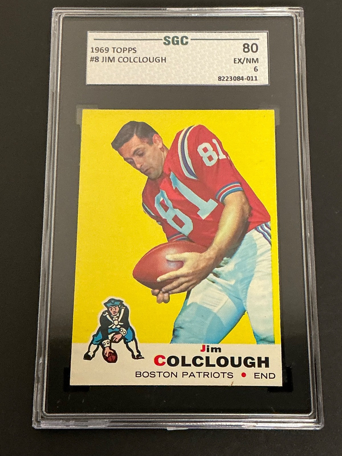 1969 Topps #8 Jim Colclough Patriots SGC 6 EX/NM 011