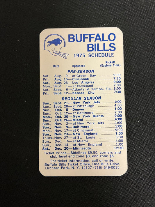 1975 Buffalo Bills Football Pocket Schedule 