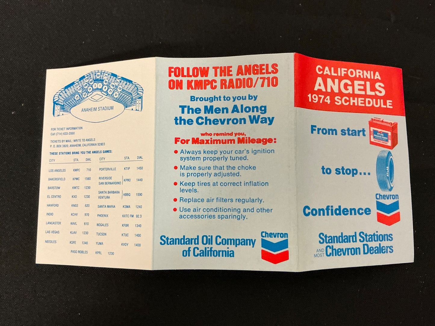 1974 Los Angeles Angels Baseball Pocket Schedule 