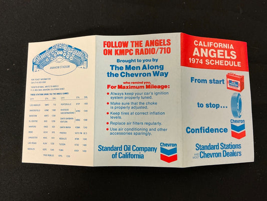 1974 Los Angeles Angels Baseball Pocket Schedule 