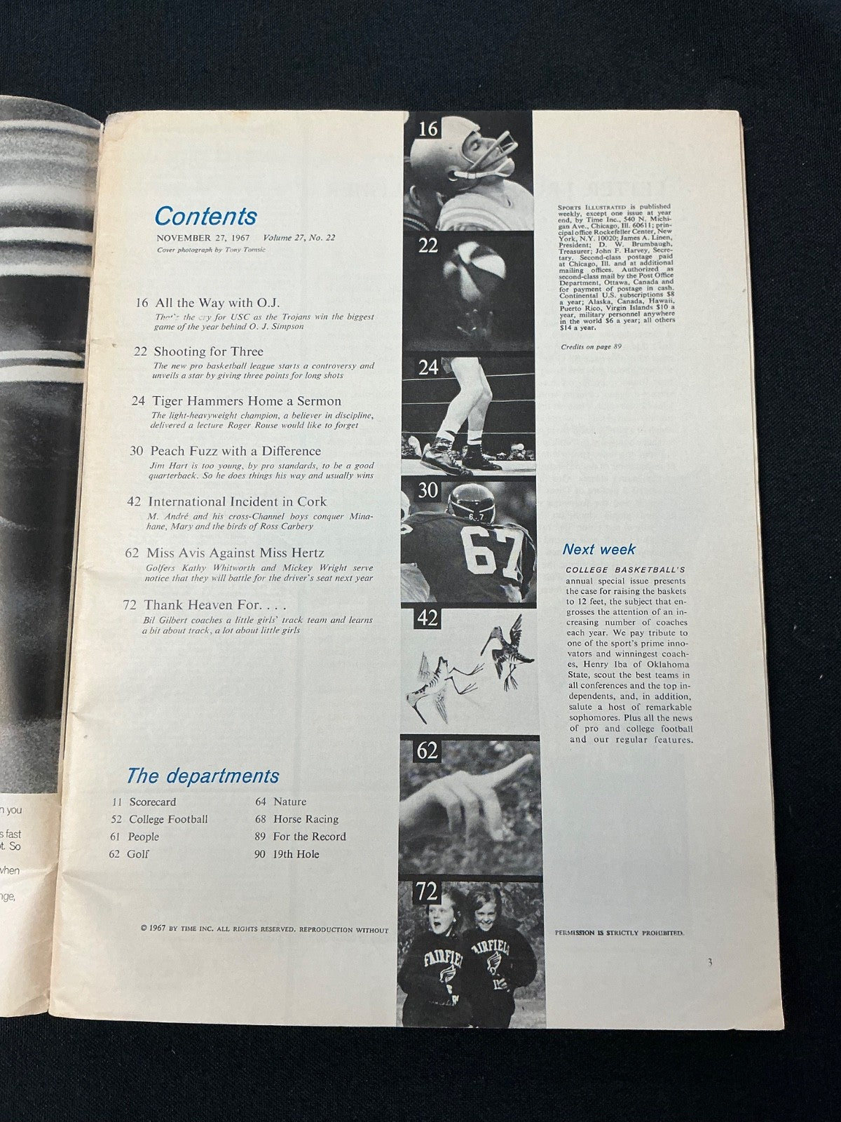 Jim Hart Cardinals Signed Auto 1967 Sports Illustrated Magazine BAS COA 662