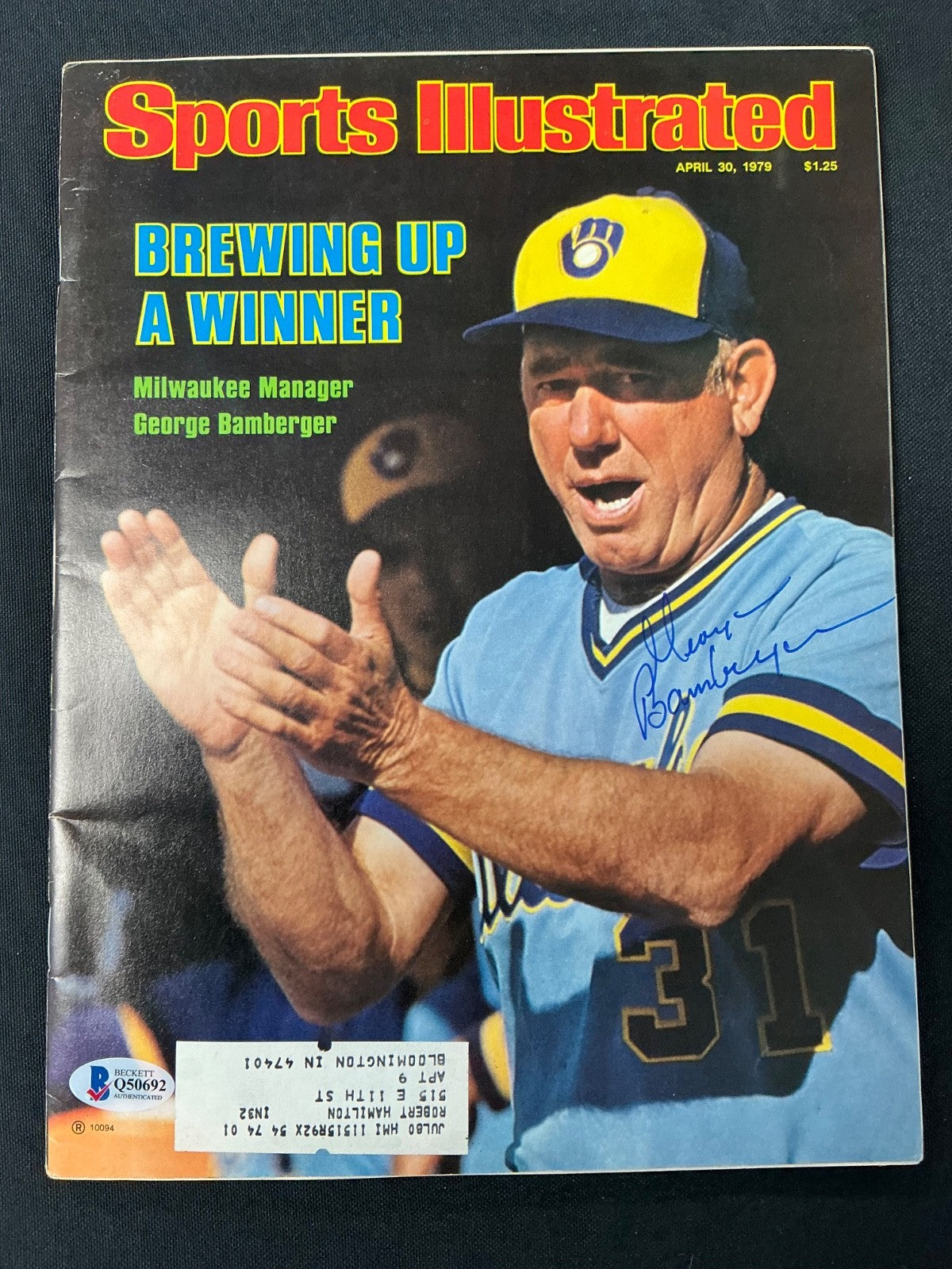 George Bamberger Brewers Signed Auto 1979 Sports Illustrated BAS Cert