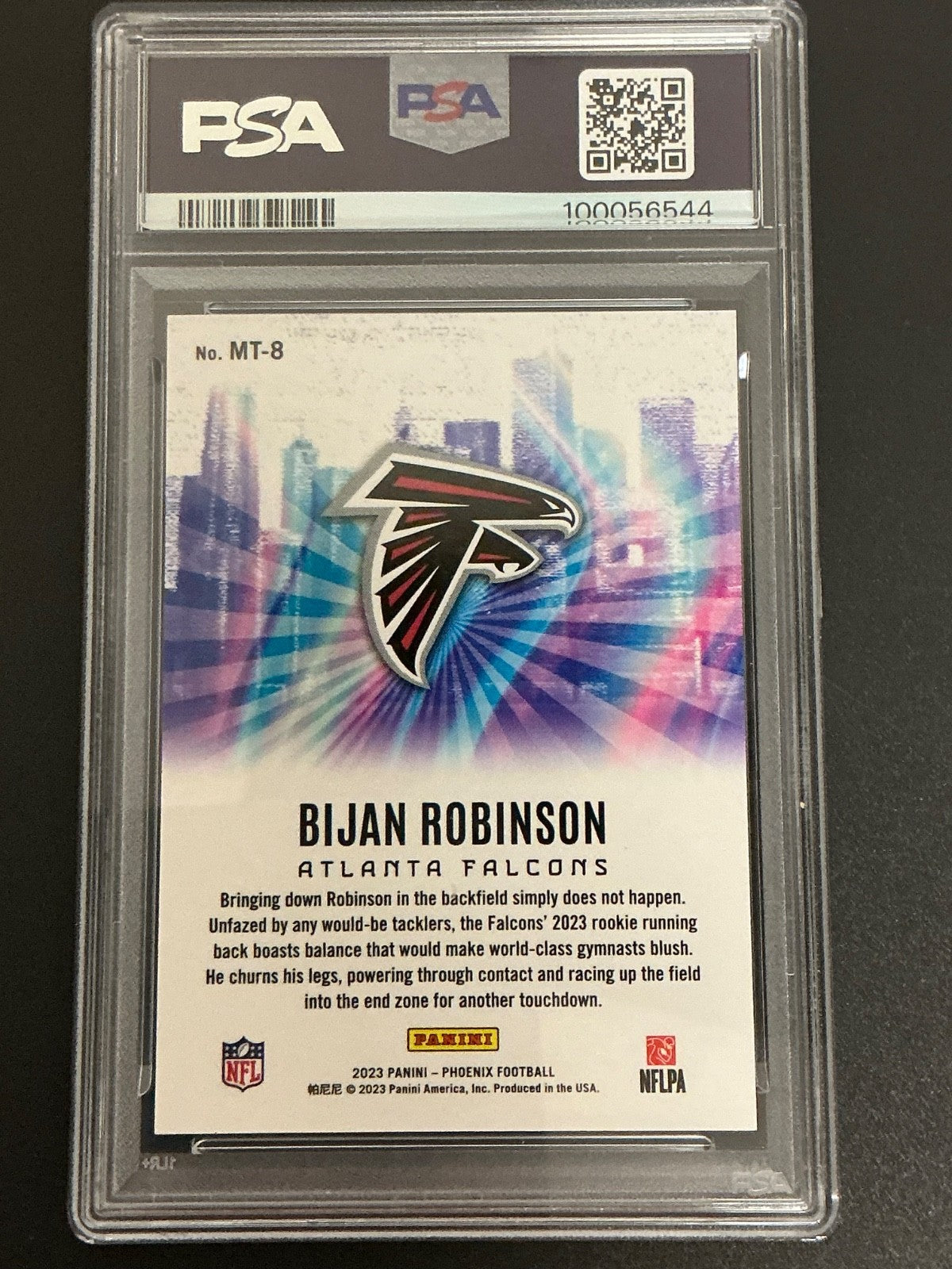 2023 Phoenix #MT8 Bijan Robinson RC Metropolis Falcons PSA 7 NM SSP