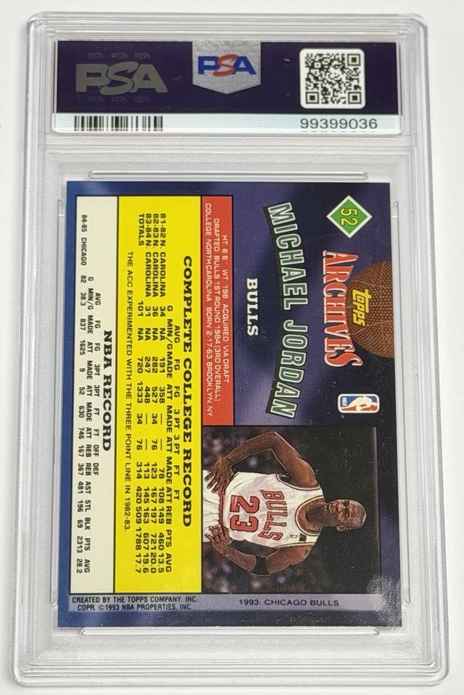 1992-93 Topps Archives - Michael Jordan Bulls #52 PSA 6 EX-MT 036