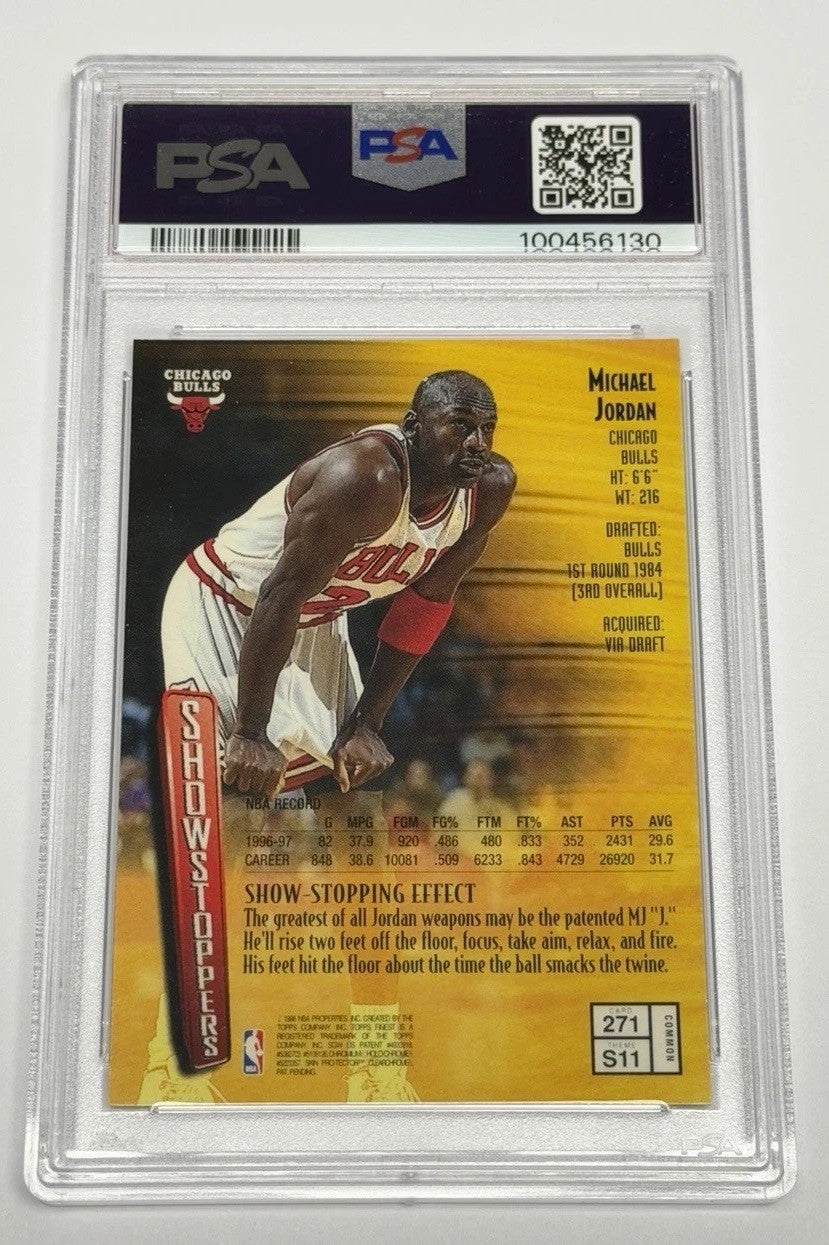 1997 Topps Finest Michael Jordan Bulls With Coating #271 PSA 8 NM-MT 130
