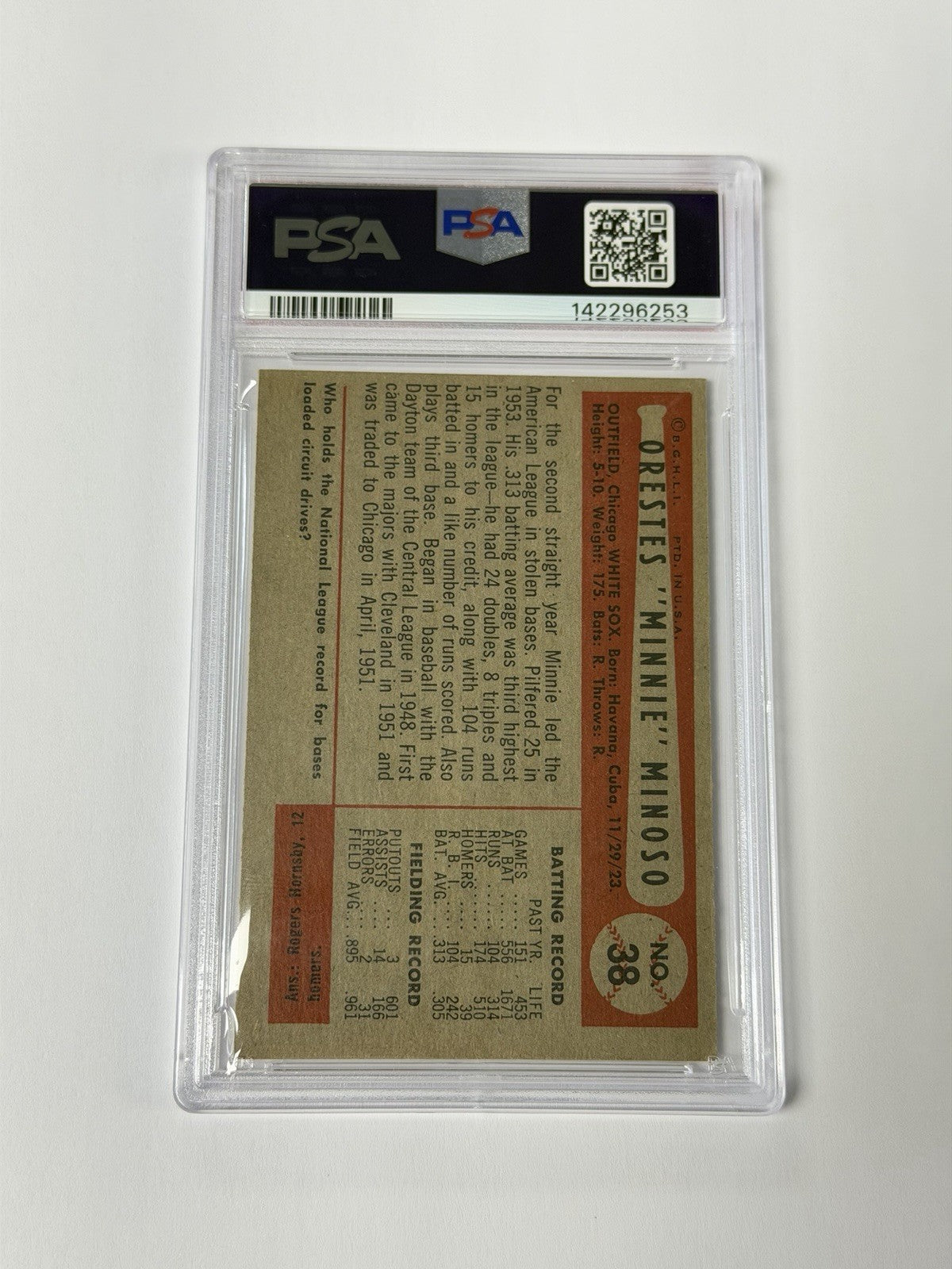 1954 Bowman #38 Minnie Minoso PSA 4.5 VG-EX+ 253