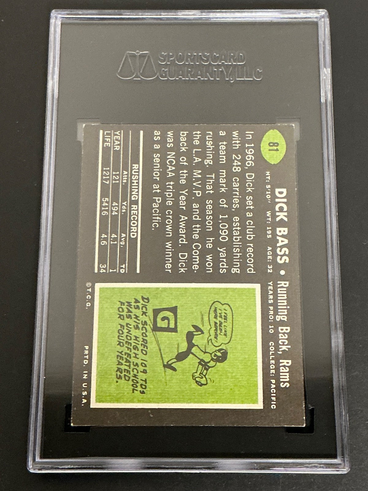 1969 Topps #81 Dick Bass Rams SGC 5.5 EX+ 020