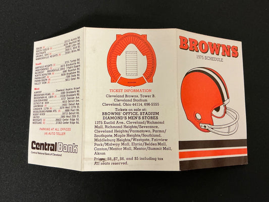 1975 Cleveland Browns Football Pocket Schedule 
