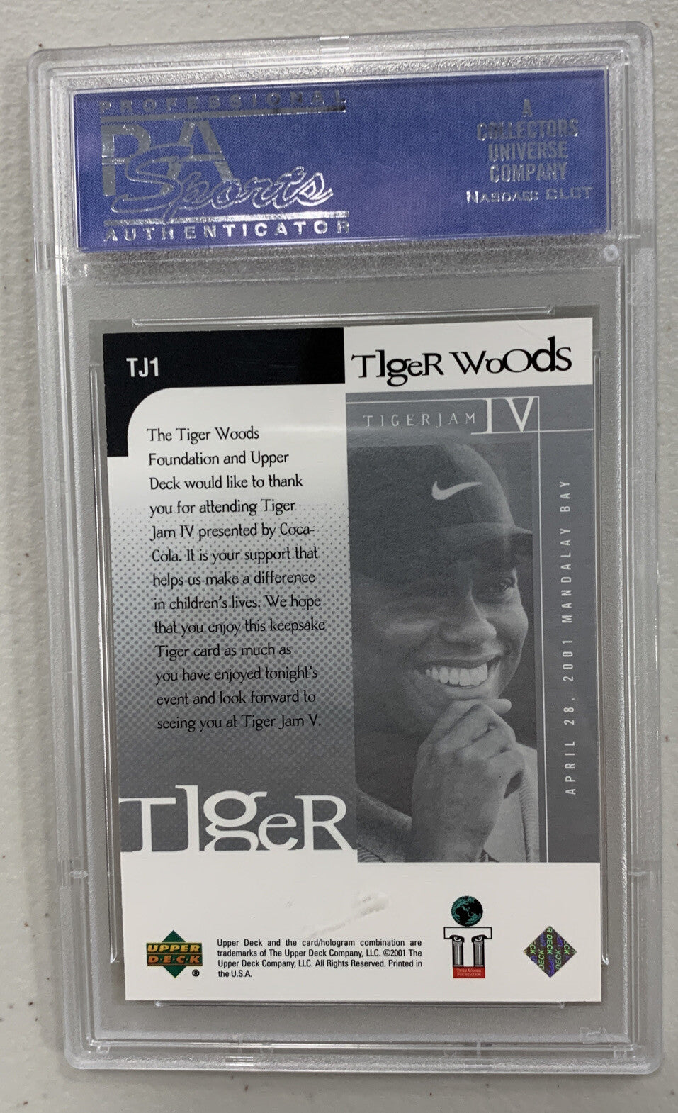 2001 Upper Deck #TJ1 Tiger Woods TigerJam IV Promo PSA 8 NM-MT   (1)