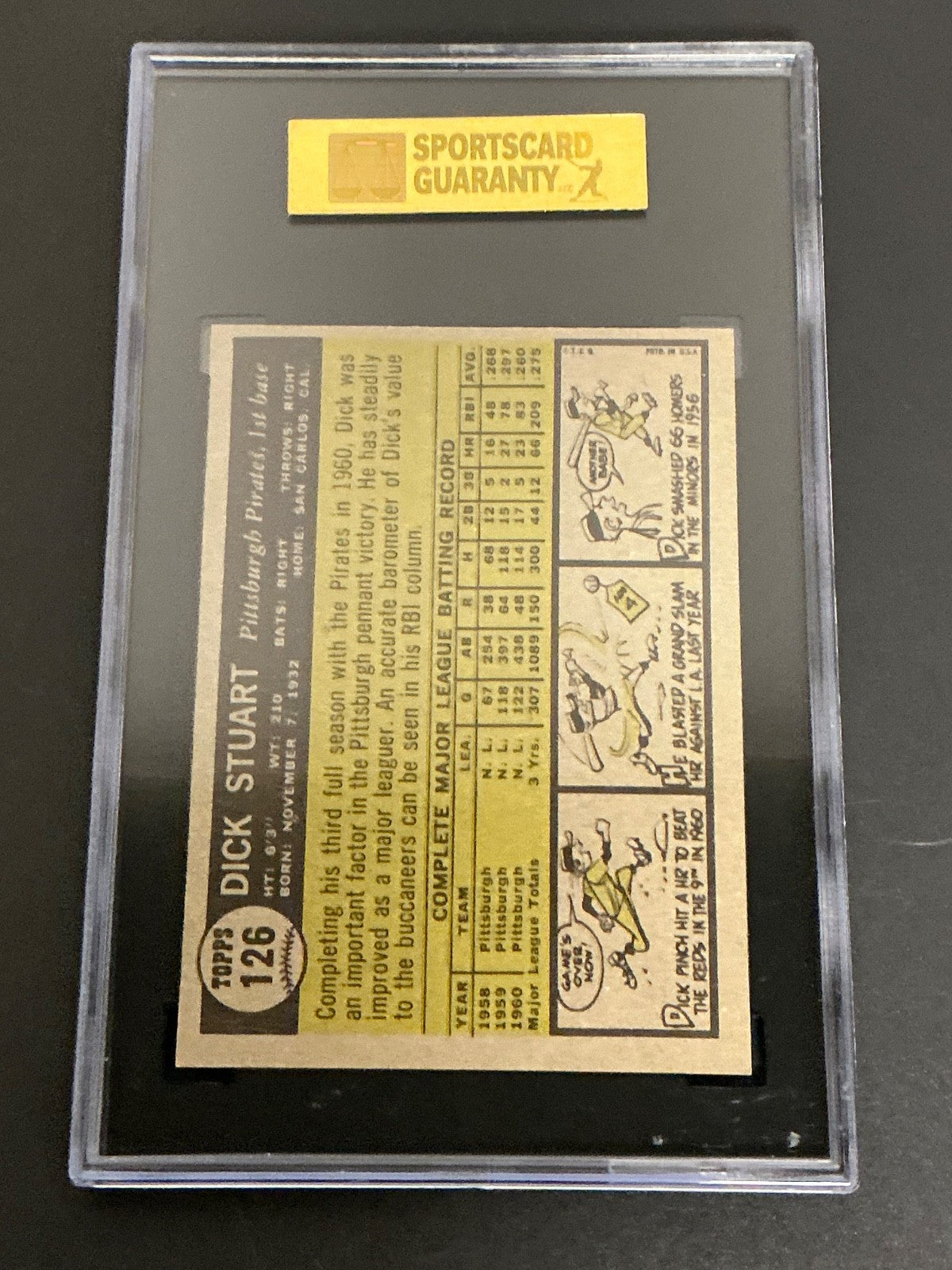 1961 Topps #126 Dick Stuart Pirates SGC 7.5 NM+ 082