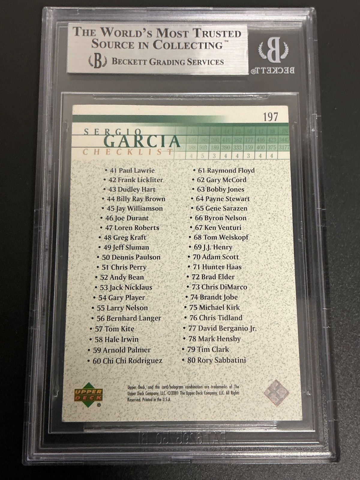 2001 Upper Deck #197 Sergio Garcia Signed Auto Beckett Slabbed 430
