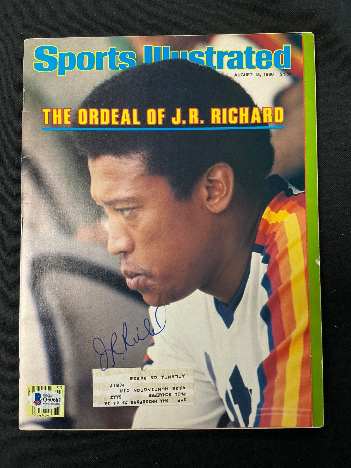 J.R. Richard Astros Signed Auto 1980 Sports Illustrated Magazine BAS COA 681