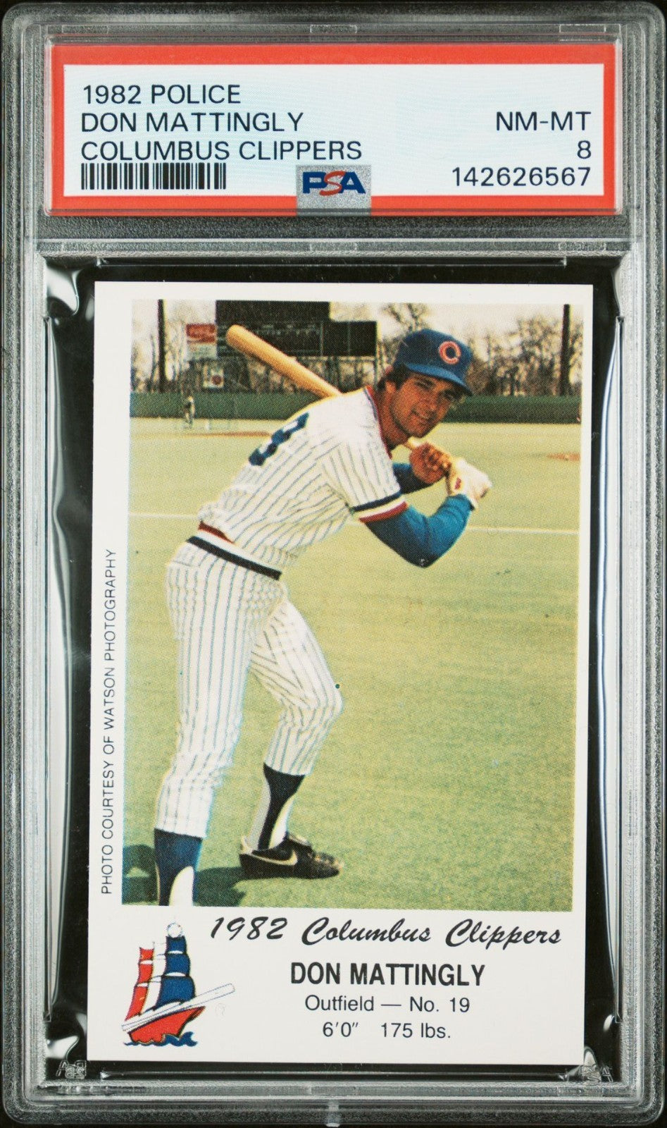 1982 Police Don Mattingly Columbus Clippers PSA 8 NM-MT