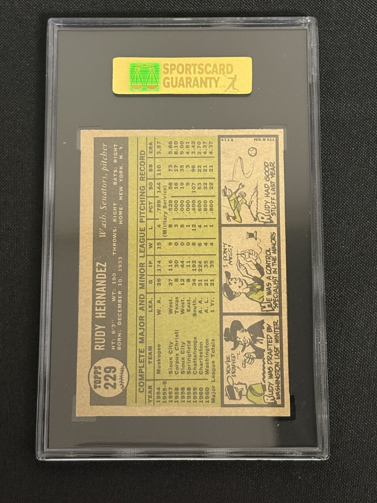 1961 Topps #229 Rudy Hernandez Senators SGC 8.5 NM/MT+ 088