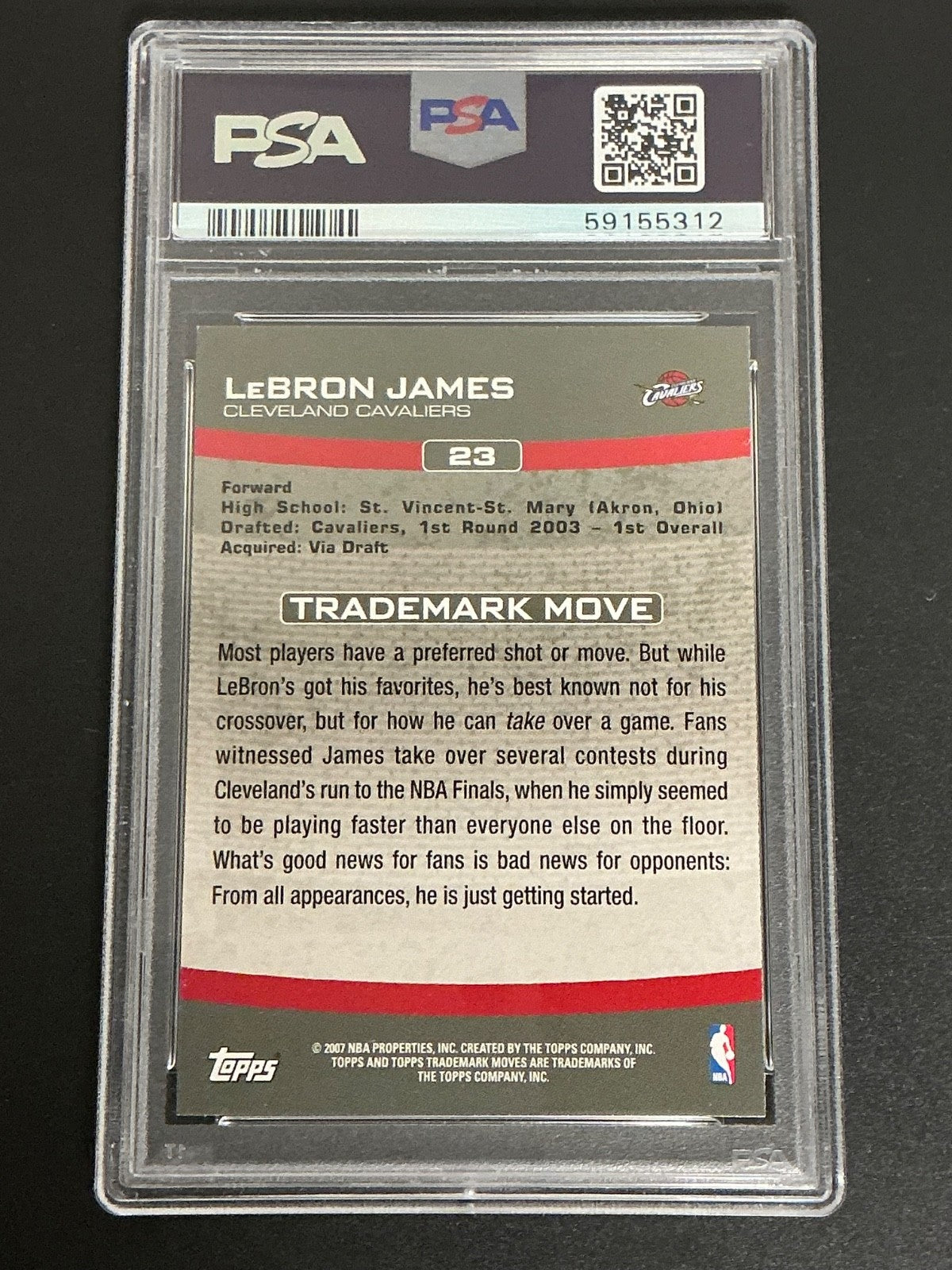 2007 Topps #23 LeBron James Trademark Moves PSA 9 MINT 312