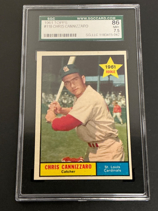 1961 Topps #118 Chris Cannizzaro RC Cardinals SGC 7.5 NM+ 042
