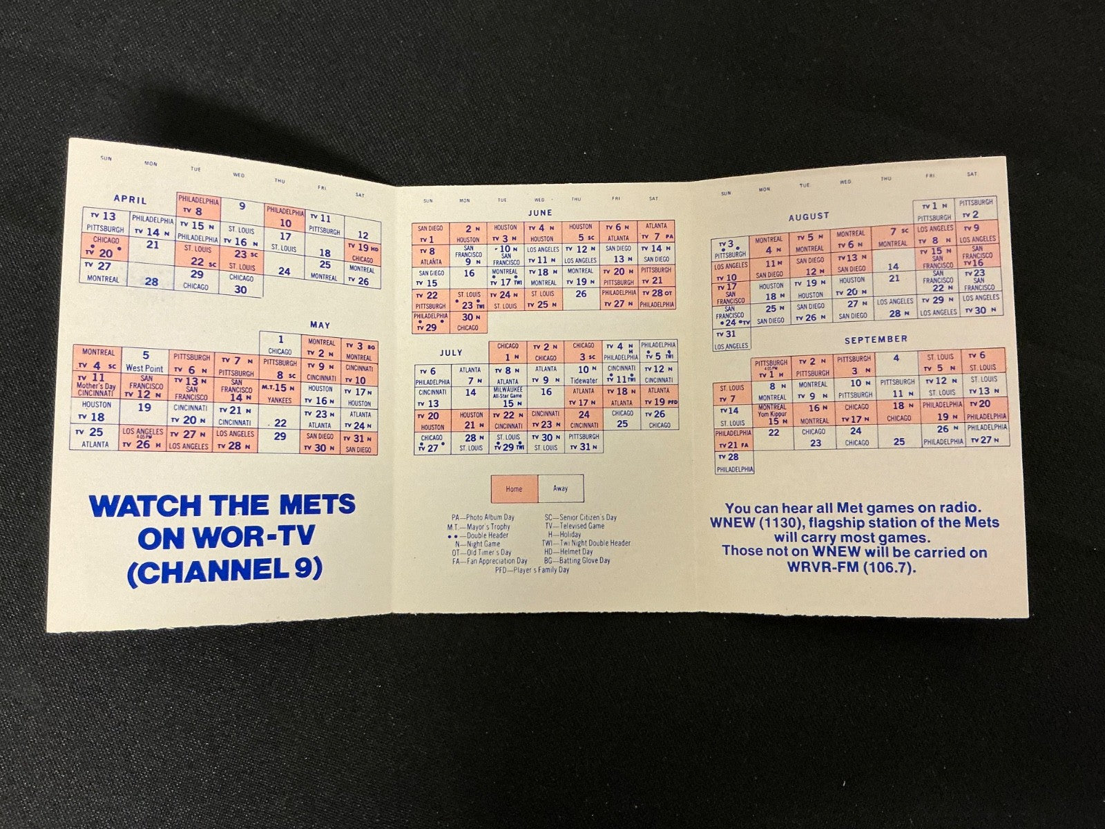 1975 New York Mets Baseball Pocket Schedule 