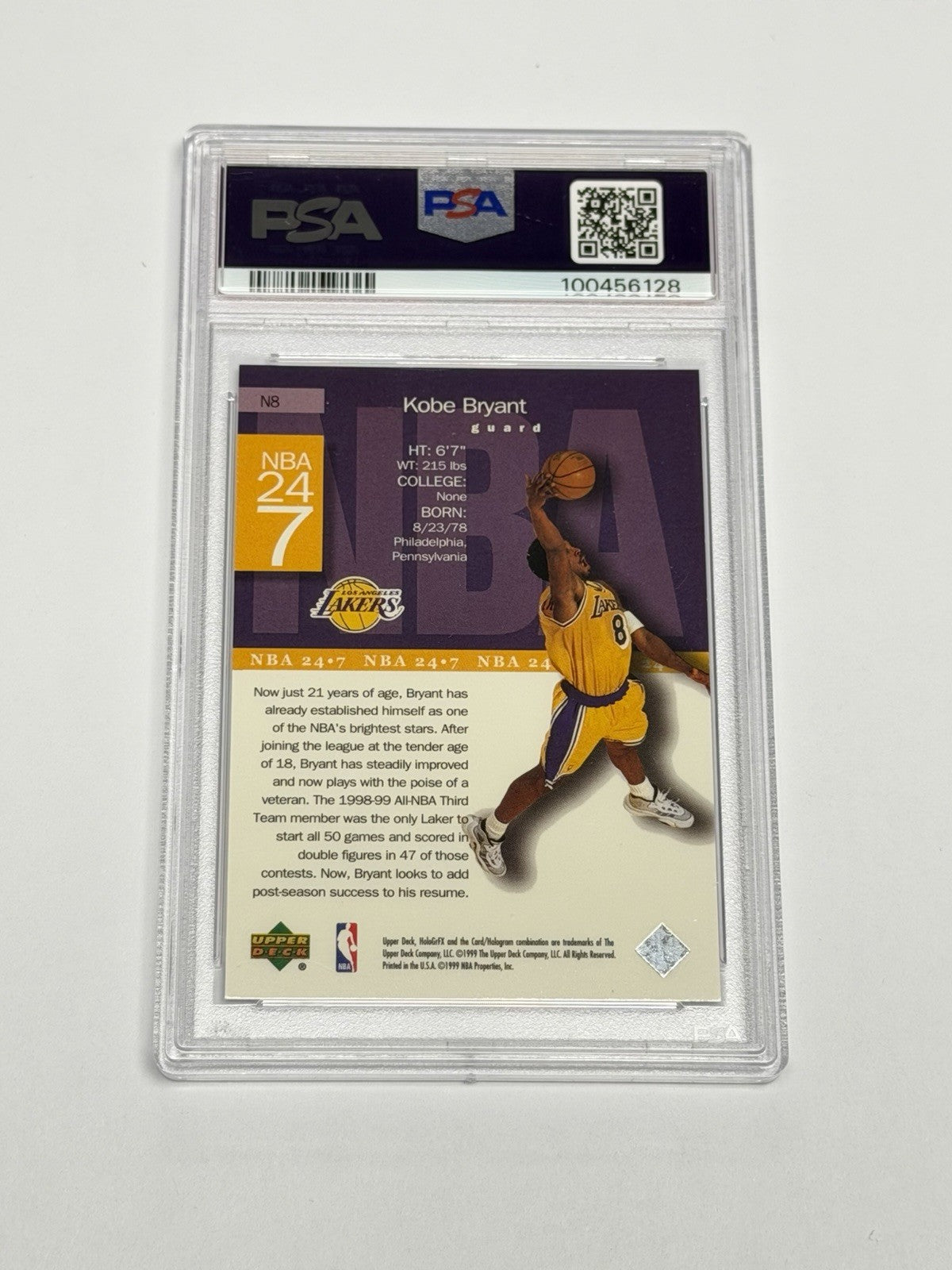 1999 Upper Deck HoloGrFX Kobe Bryant Lakers #N8 PSA 8 NM-MT 128
