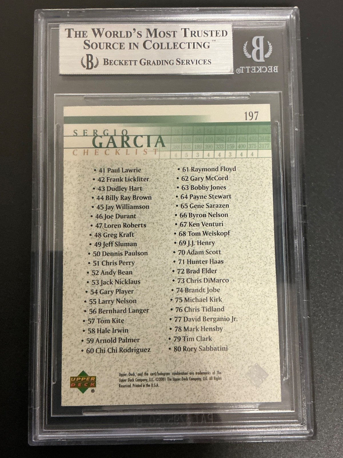 2001 Upper Deck #197 Sergio Garcia Signed Auto Beckett Slabbed 433