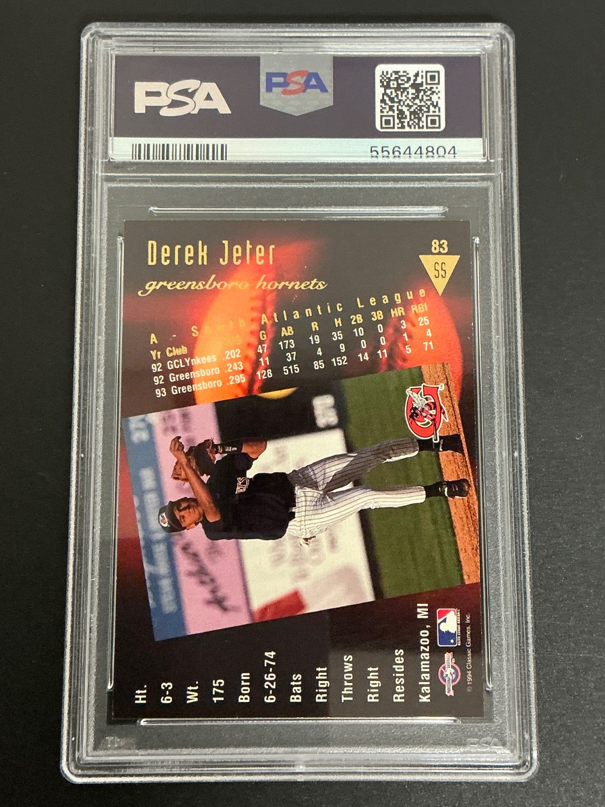 1994 Classic Best Gold #83 Derek Jeter Greensboro Hornets PSA 9 MT 804