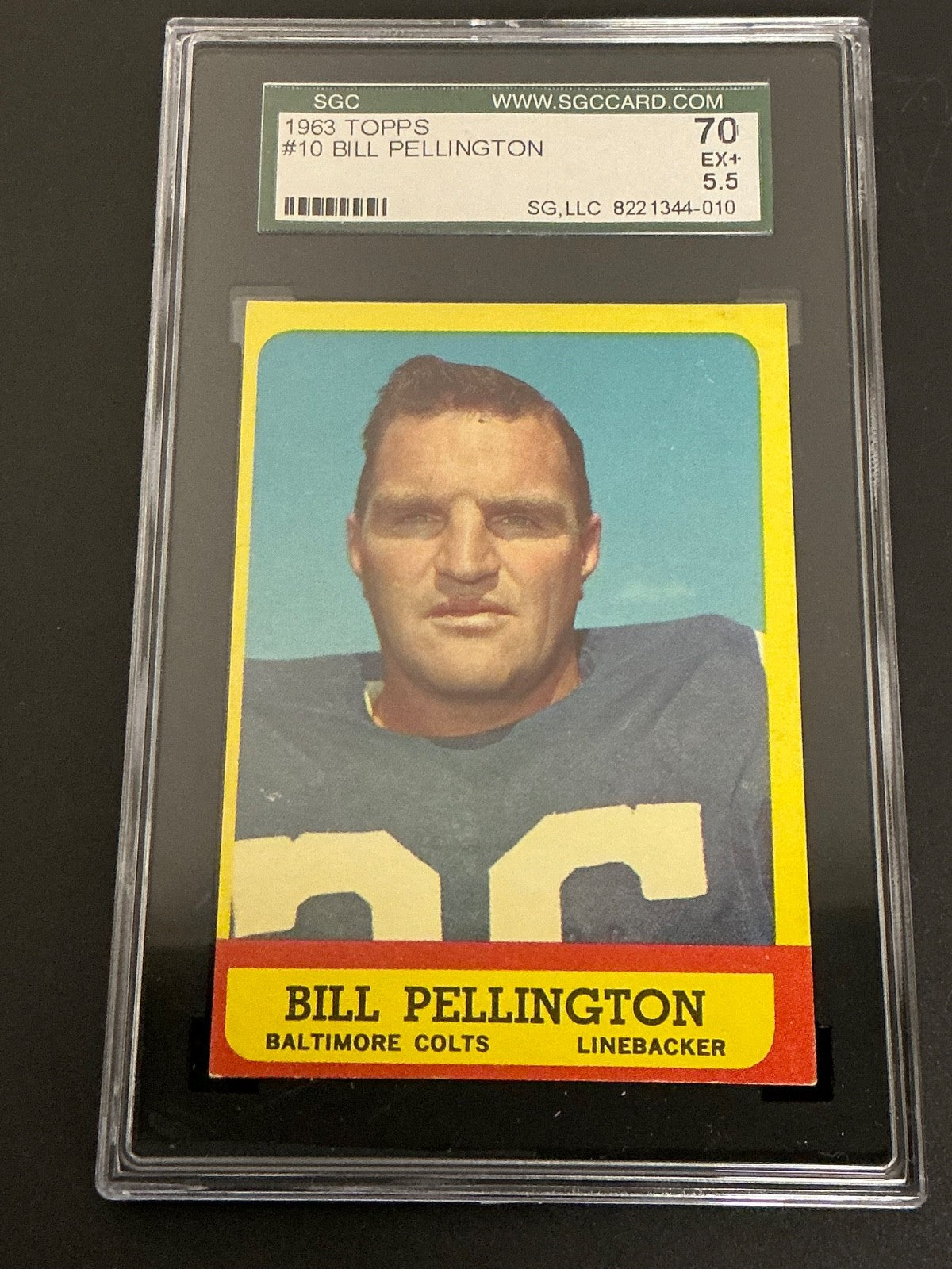 1963 Topps #10 Bill Pellington Colts SGC 5.5 EX+ 010