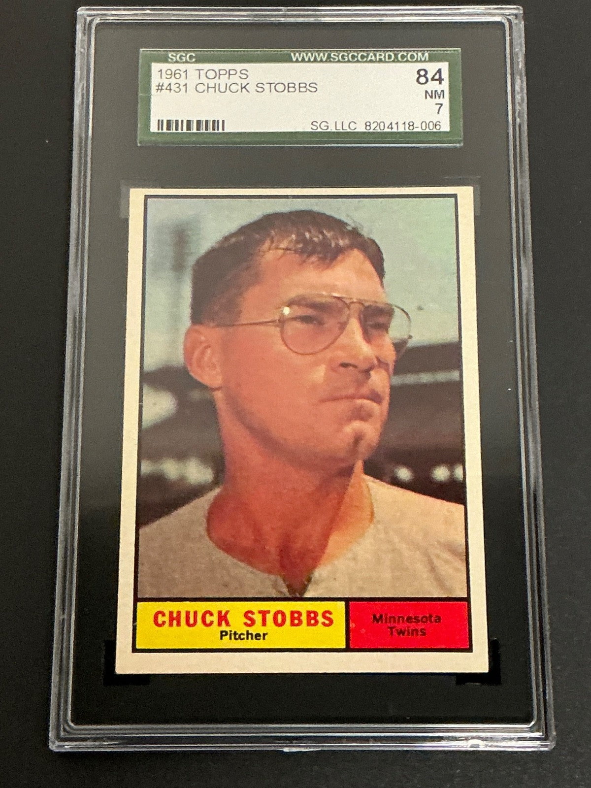 1961 Topps #431 Chuck Stobbs Twins SGC 7 NM 006