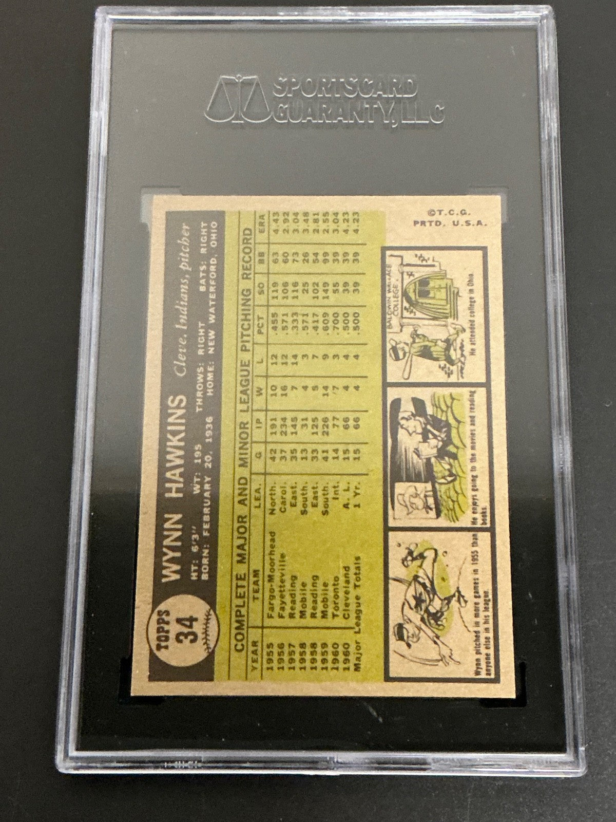 1961 Topps #34 Wynn Hawkins Indians SGC 8.5 NM/MT+ 113