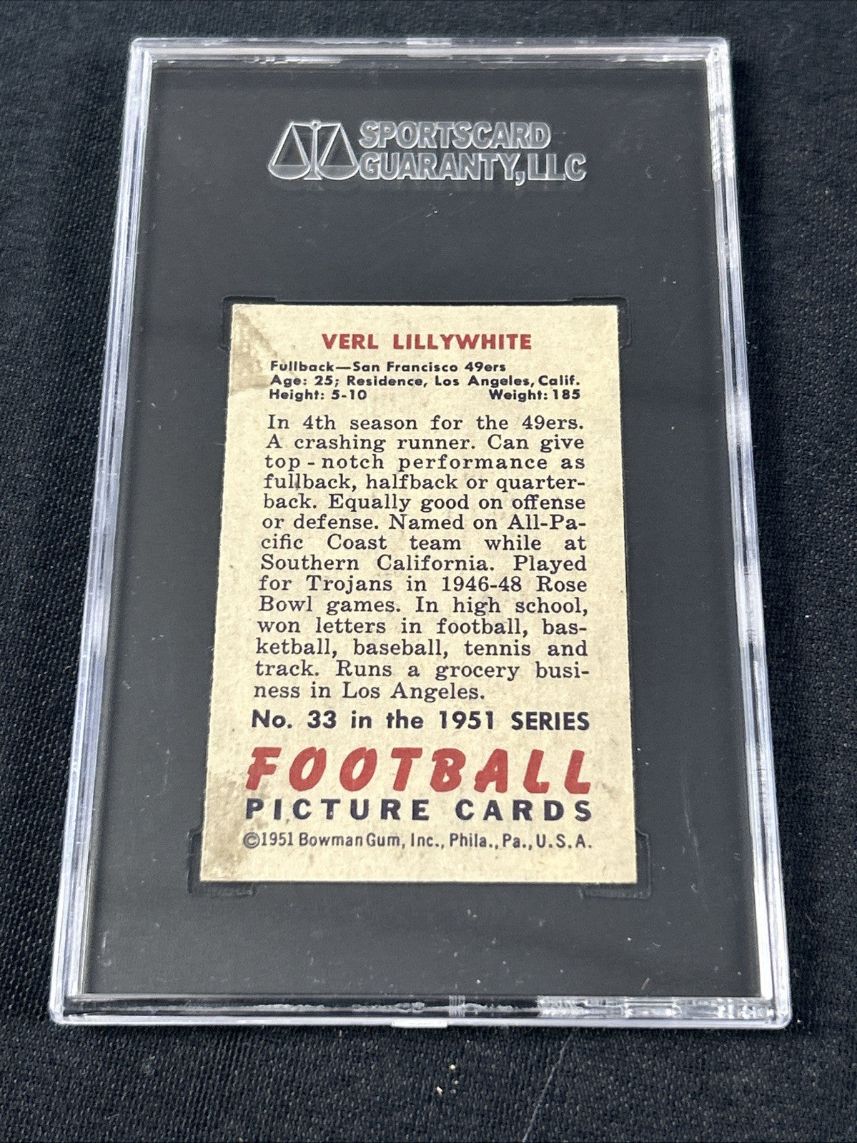 1951 Bowman #33 Verl Lilly White SGC 7 NM 027