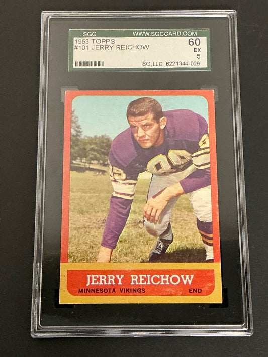 1963 Topps #101 Jerry Reichow Vikings SGC 5 EX 029