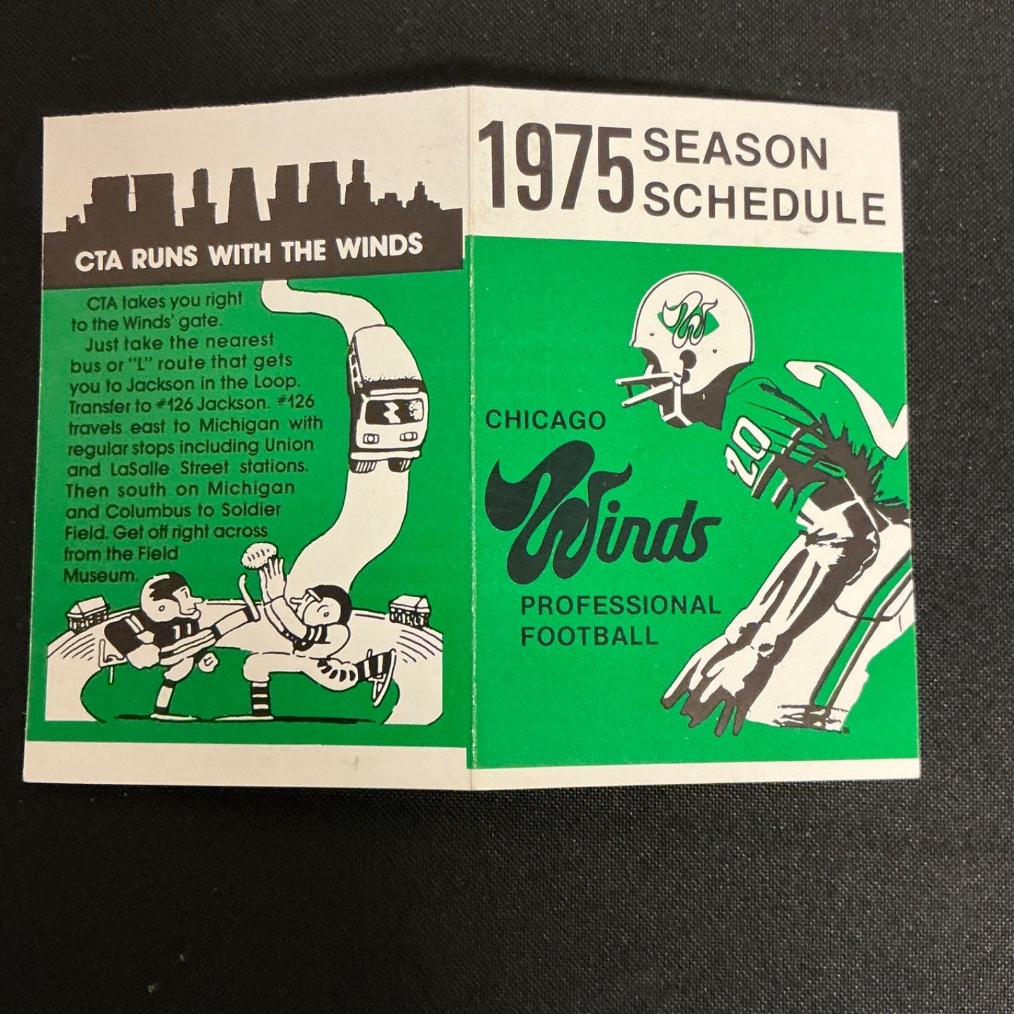 1975 Chicago Winds Professional Football Pocket Schedule