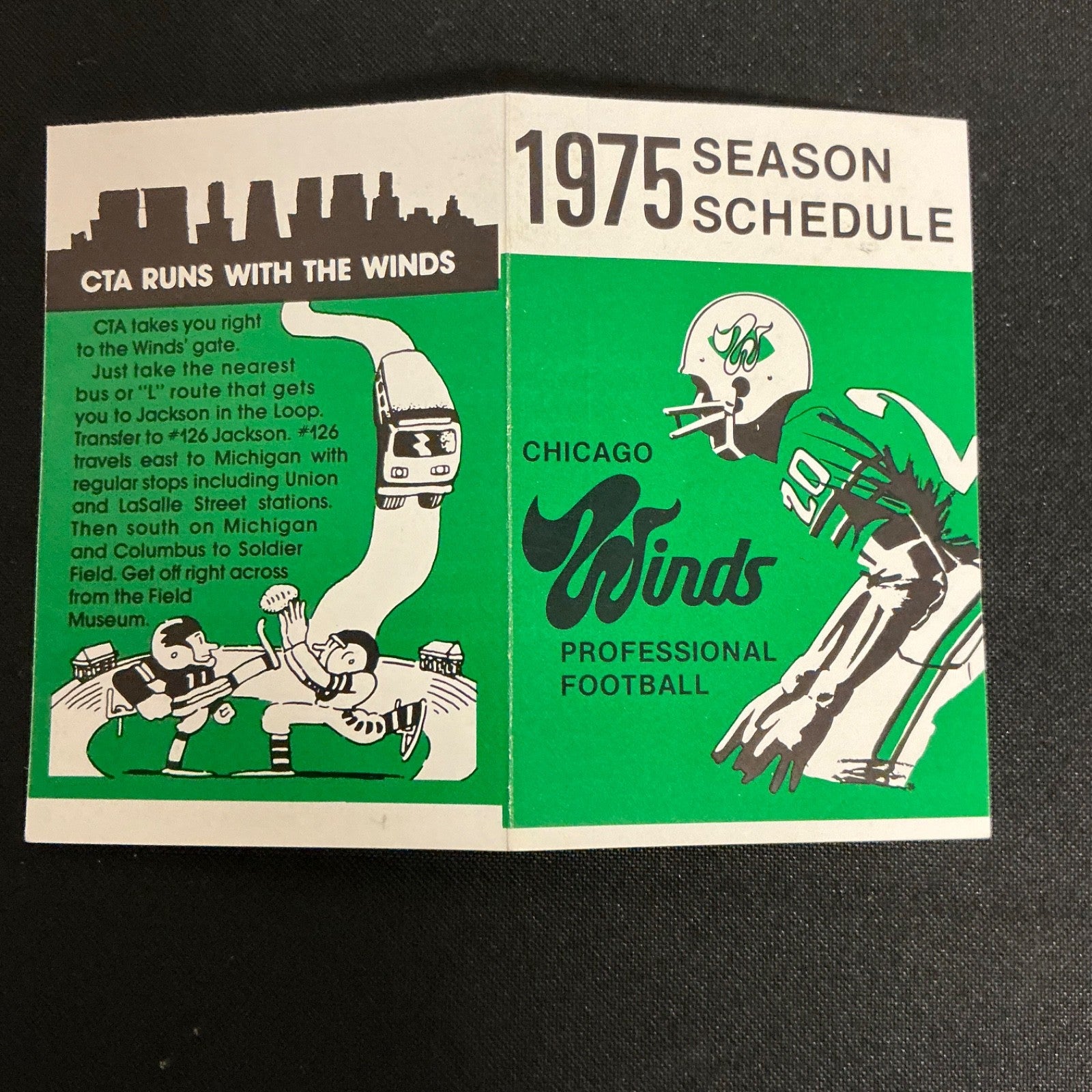 1975 Chicago Winds Professional Football Pocket Schedule