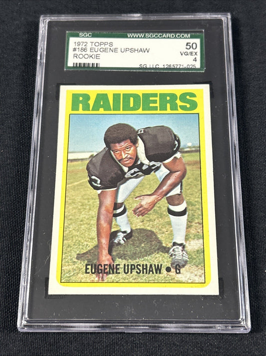 1972 Topps #186 Eugene Upshaw Rookie Raiders SGC 4 VG/EX 025