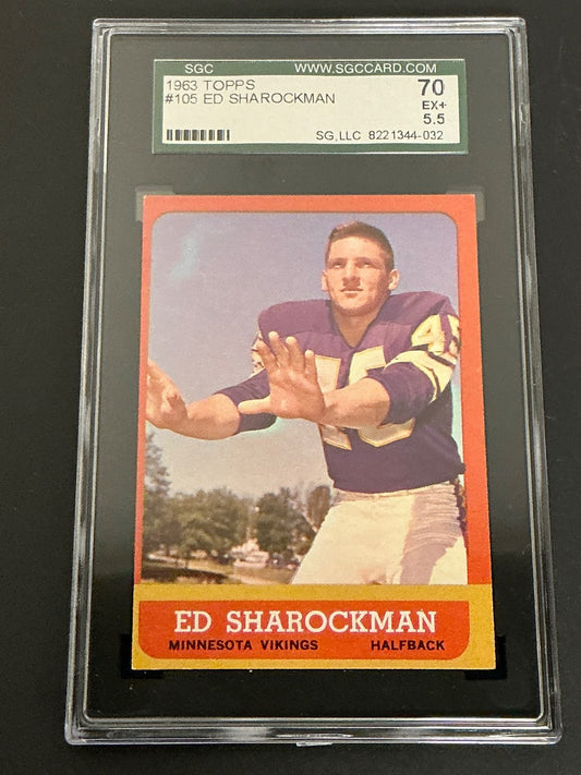 1963 Topps #105 Ed Sharockman Vikings SGC 5.5 EX+ 032