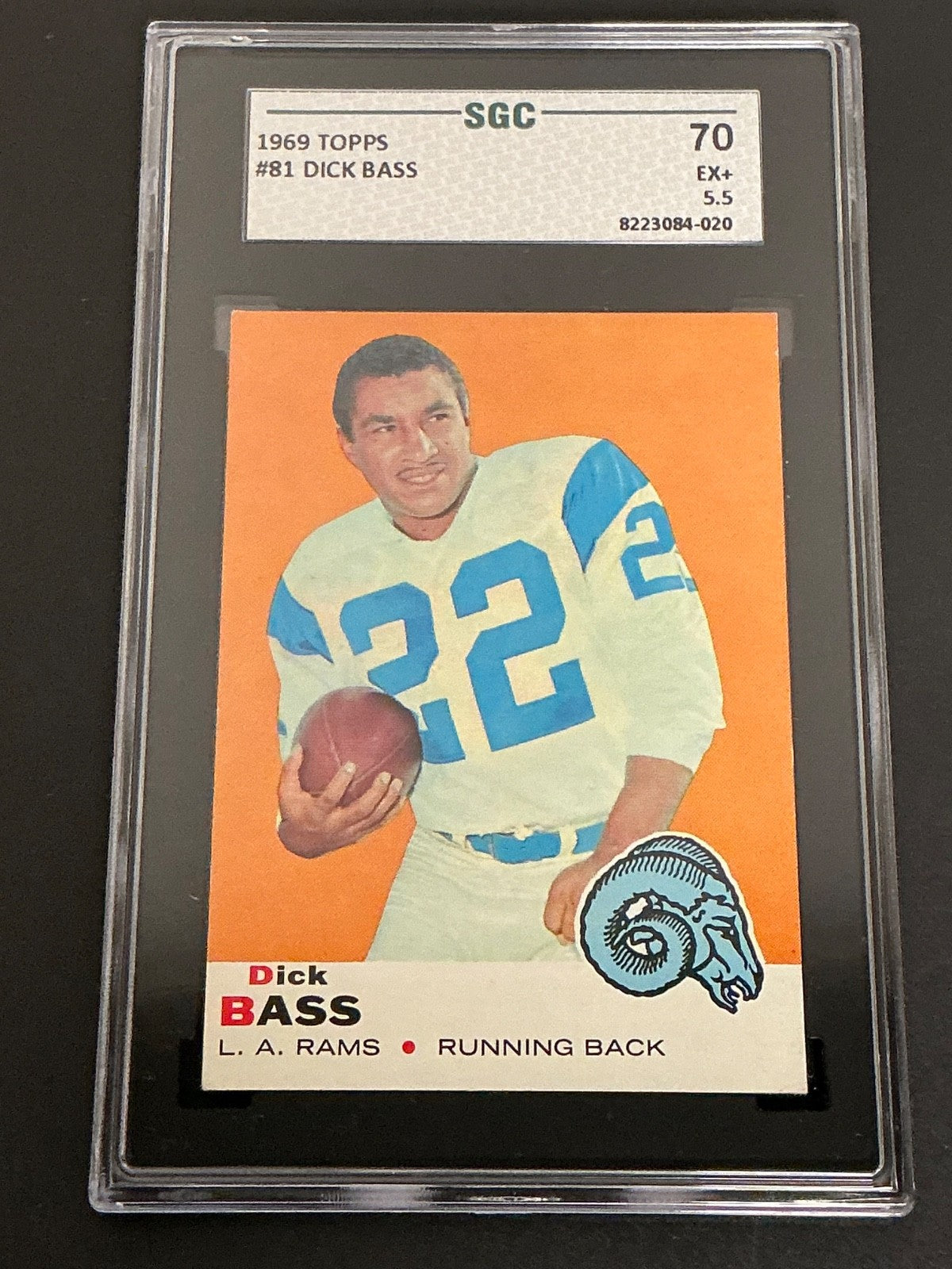 1969 Topps #81 Dick Bass Rams SGC 5.5 EX+ 020