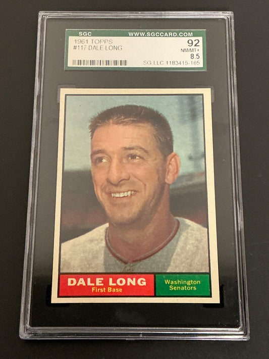 1962 Topps #117 Dale Long Senators SGC 8.5 NM/MT + 165 