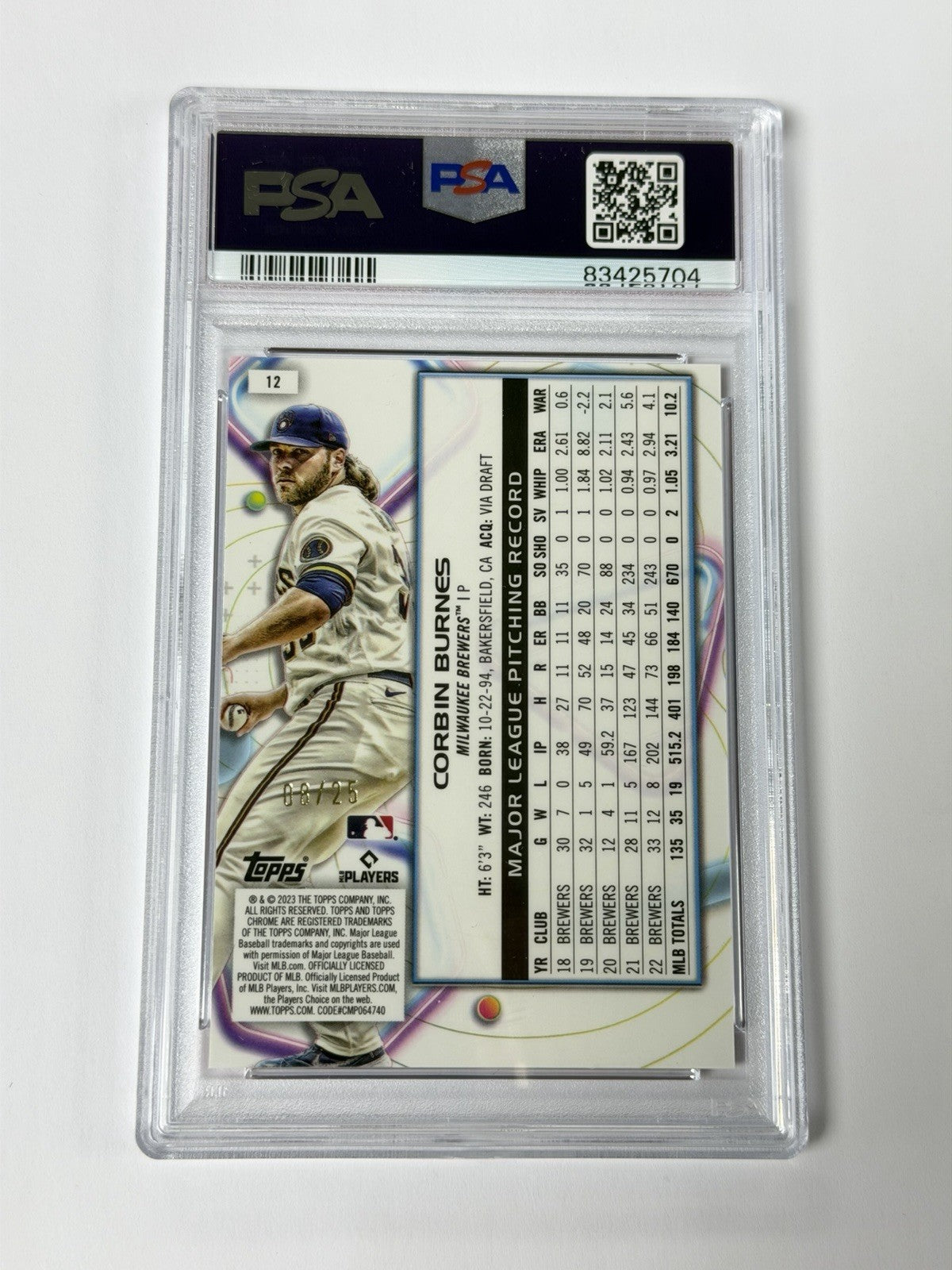 2023 TOPPS COSMIC CHROME #12 CORBIN BURNES PSA 9 MINT ORANGE GALACTIC 704