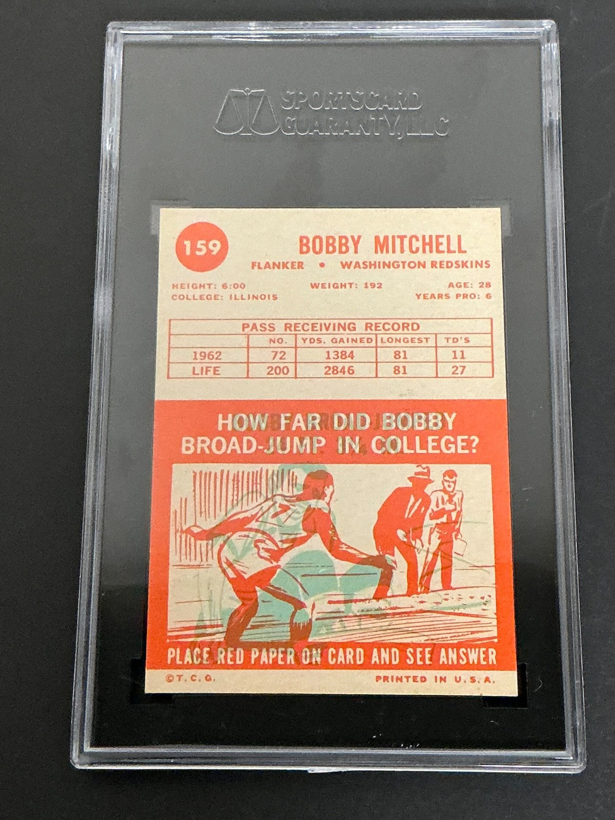 1963 Topps #159 Bobby Mitchell SP Redskins SGC 7 NM 020