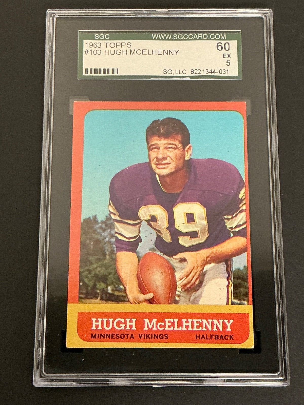 1963 Topps #103 Hugh McElhenny Vikings SGC 5 EX 031