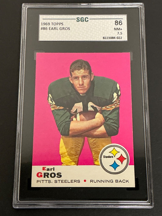 1969 Topps #86 Earl Gros Steelers SGC 7.5 NM+ 022