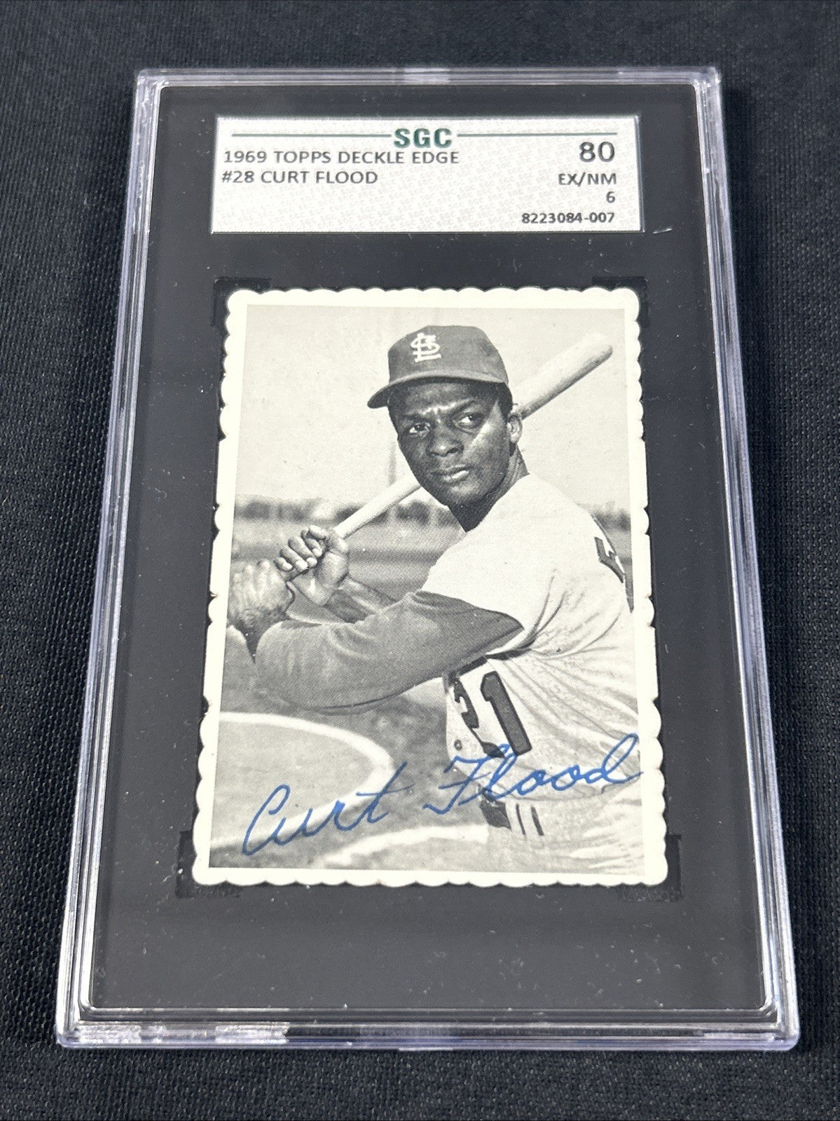 1969 Topps Deckle Edge #28 Curt Flood St Louis Cardinals SGC 6 EX/NM 007 