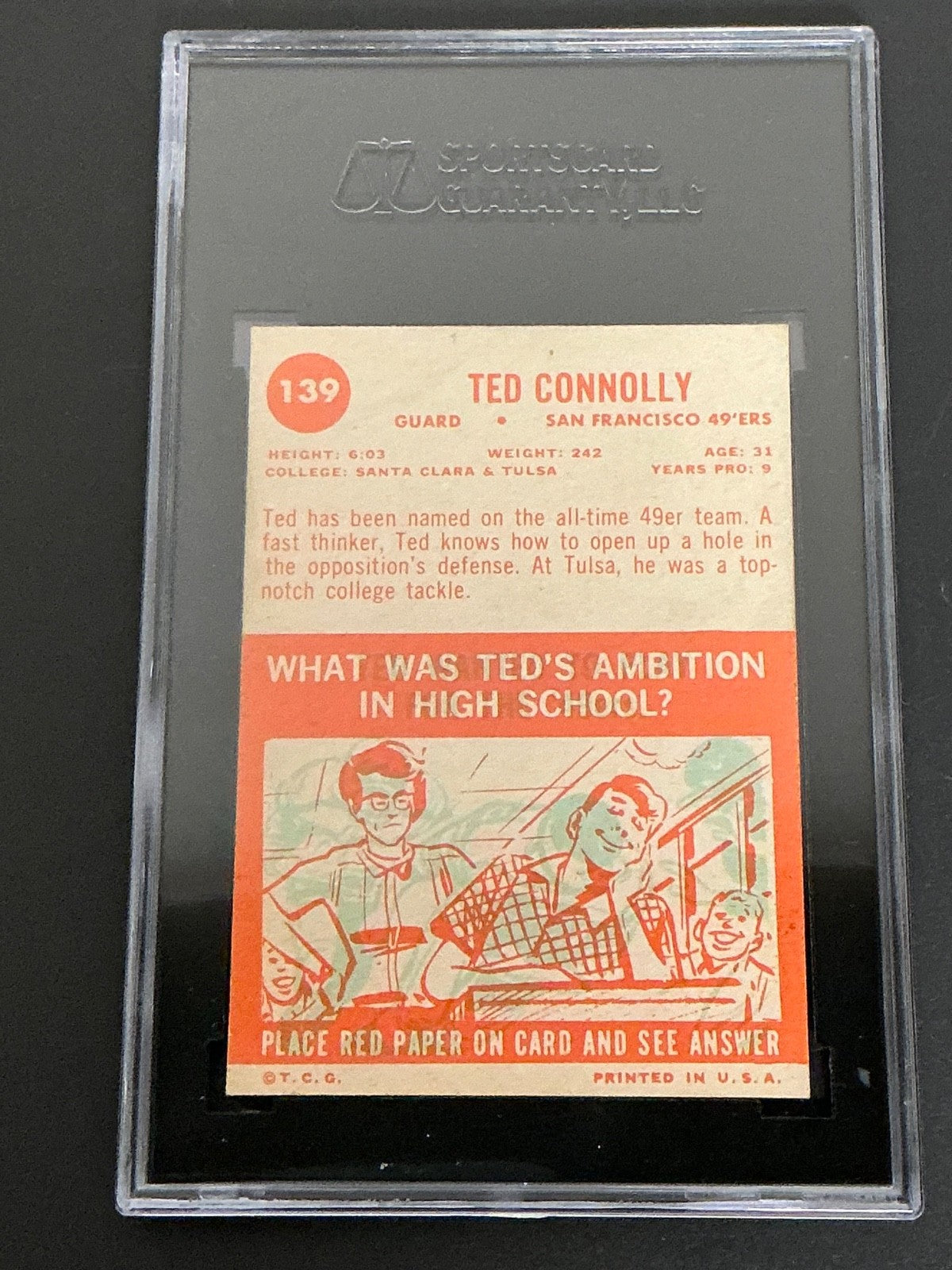 1963 Topps #139 Ted Connolly 49'ers SGC 6 EX/NM 024