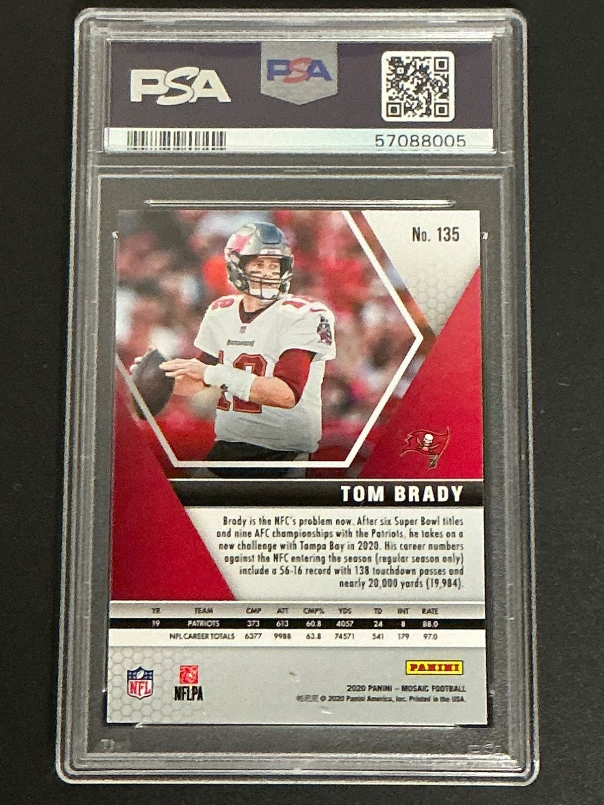 2020 Panini Mosaic #135 Tom Brady Buccaneers PSA 9 MINT 005