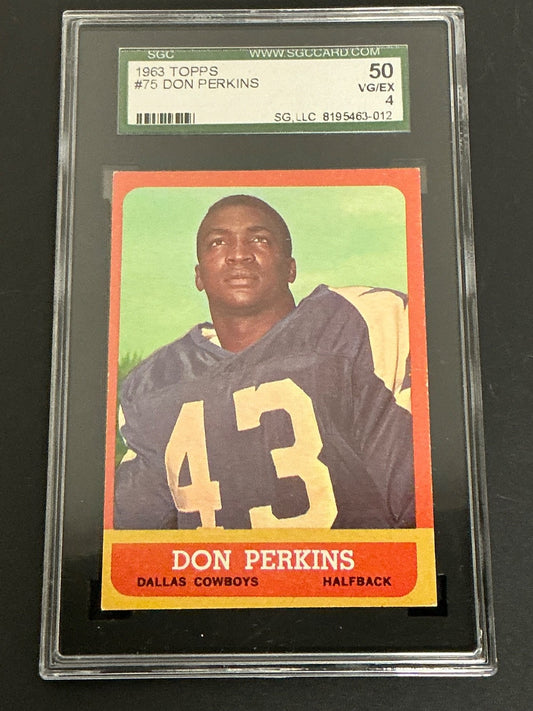 1963 Topps #75 Don Perkins Cowboys SGC 4 VG/EX 012