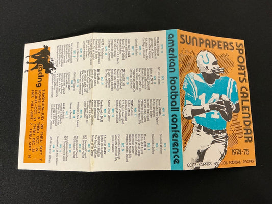 1974-1975 Colts, Clippers, MD. College Football, Horse Racing Pocket Schedule