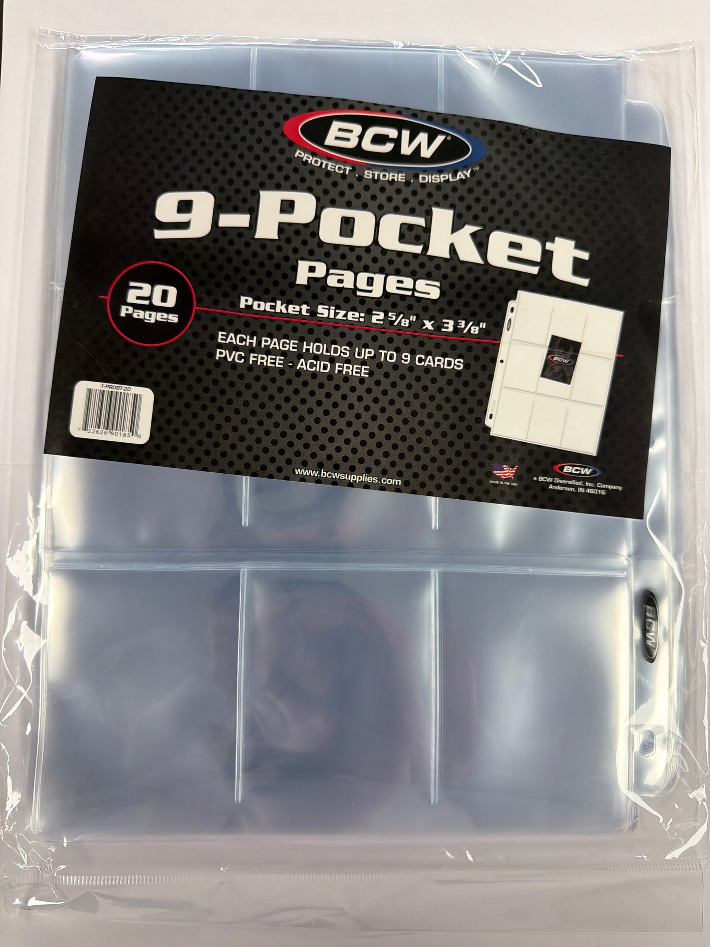 BCW 9-Pocket Pages Pocket Size 2 5/8” x 3 3/8”