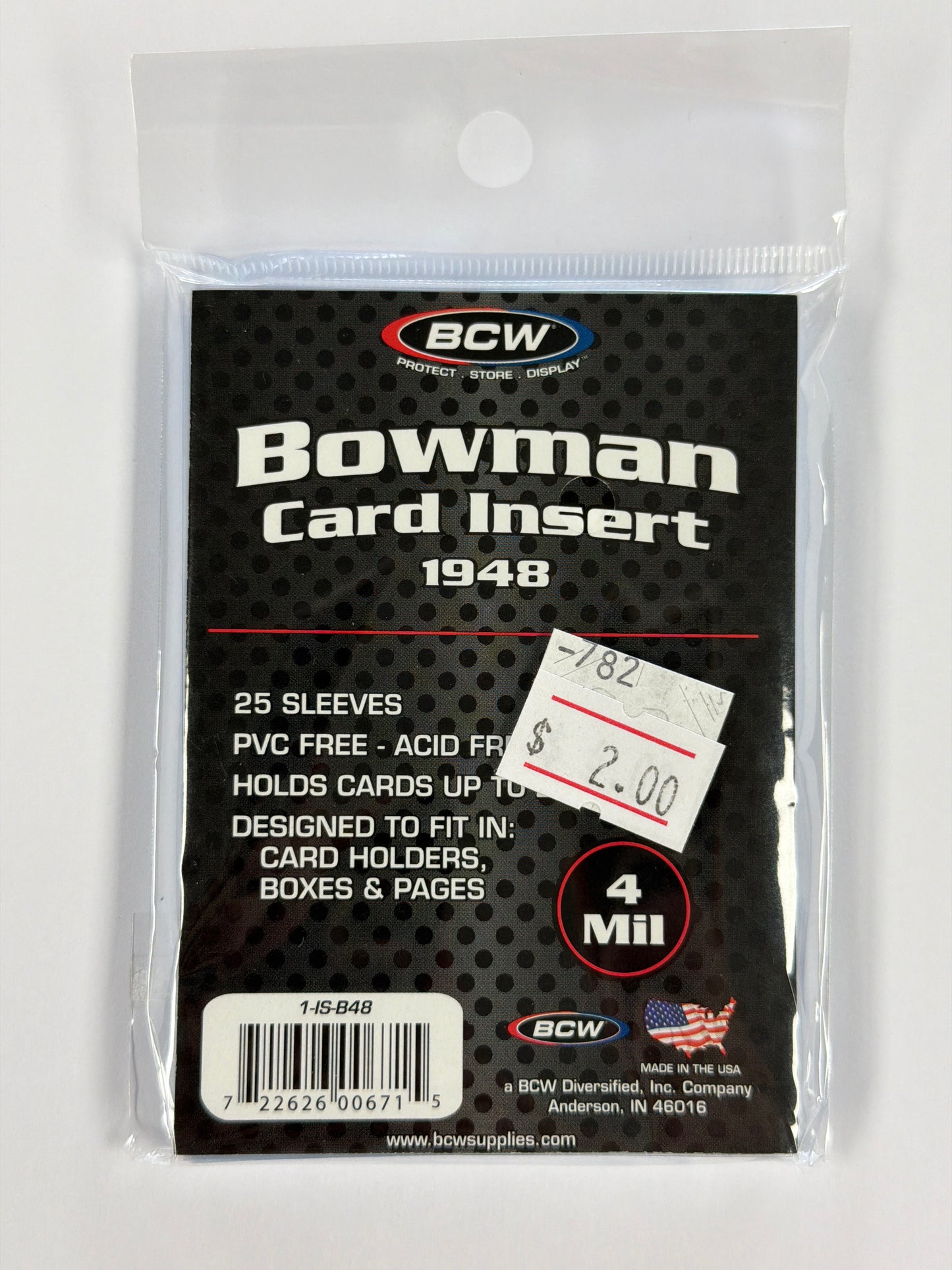 BCW Bowman Card Insert 1948 - 25 Sleeves