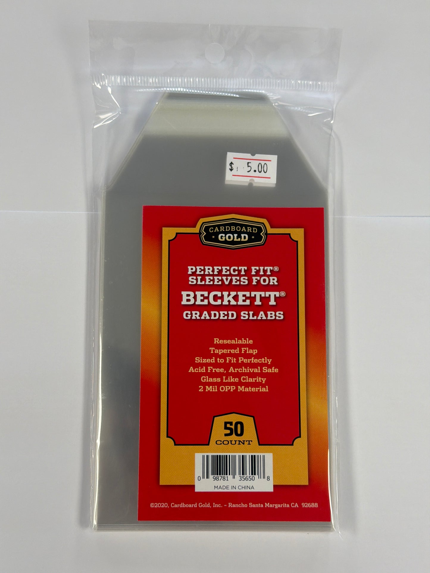 Cardboard Gold Perfect Fit Sleeves For Beckett Graded Slabs - 50 Count